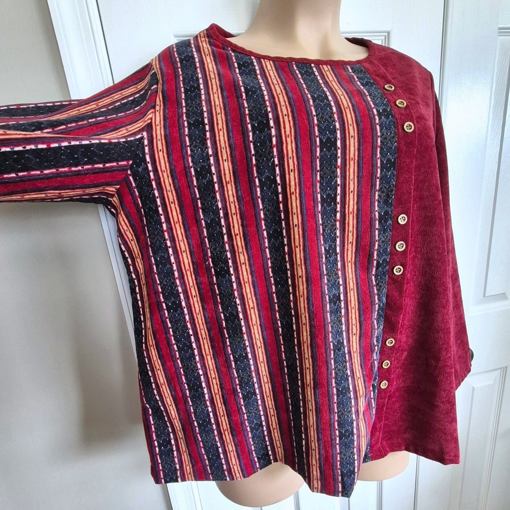 Gracila red corduroy long sleeve top womens‎ 5XL - Picture 3 of 8